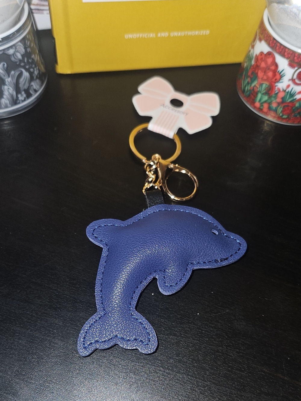 Dolphin Faux Leather Keychain New